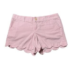 Lilly Pulitzer Pink Seersucker Scallop Hem Shorts